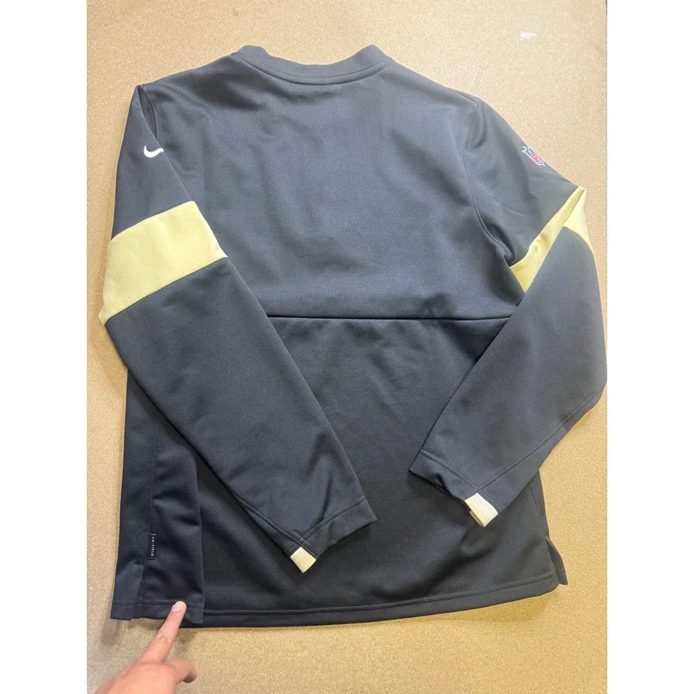 Nike Men's NFL New Orleans Saints Dri-FIT Quarter Zip‎ Pullover Black Gold L $89